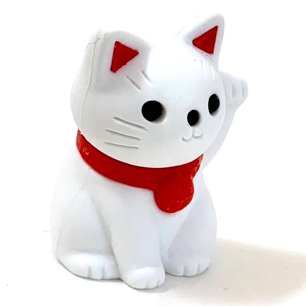 🍄Iwako Lucky Cat Pencil Topper Japanese White Eraser Japan Collectible